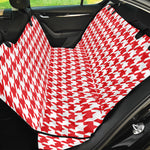 Red And White Houndstooth Pattern Print Pet Car Back Seat Cover