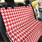 Red And White Houndstooth Pattern Print Pet Car Back Seat Cover