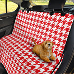 Red And White Houndstooth Pattern Print Pet Car Back Seat Cover