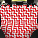 Red And White Houndstooth Pattern Print Pet Car Back Seat Cover