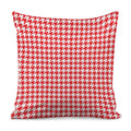 Red And White Houndstooth Pattern Print Pillow Cover