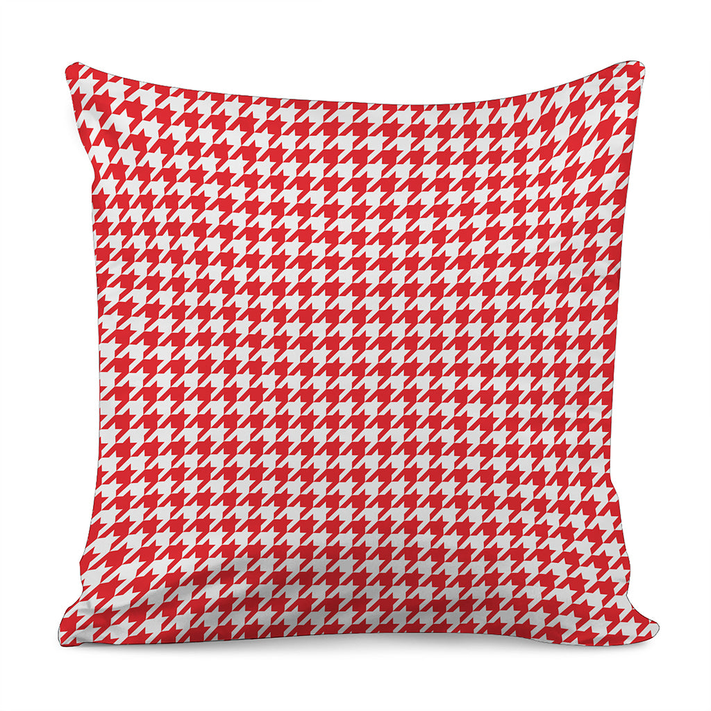 Red And White Houndstooth Pattern Print Pillow Cover
