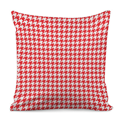 Red And White Houndstooth Pattern Print Pillow Cover