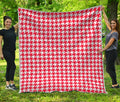 Red And White Houndstooth Pattern Print Quilt
