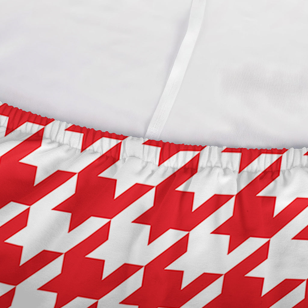 Red And White Houndstooth Pattern Print Sofa Cover
