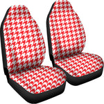 Red And White Houndstooth Pattern Print Universal Fit Car Seat Covers