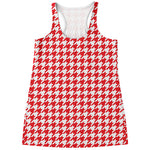 Red And White Houndstooth Pattern Print Women's Racerback Tank Top