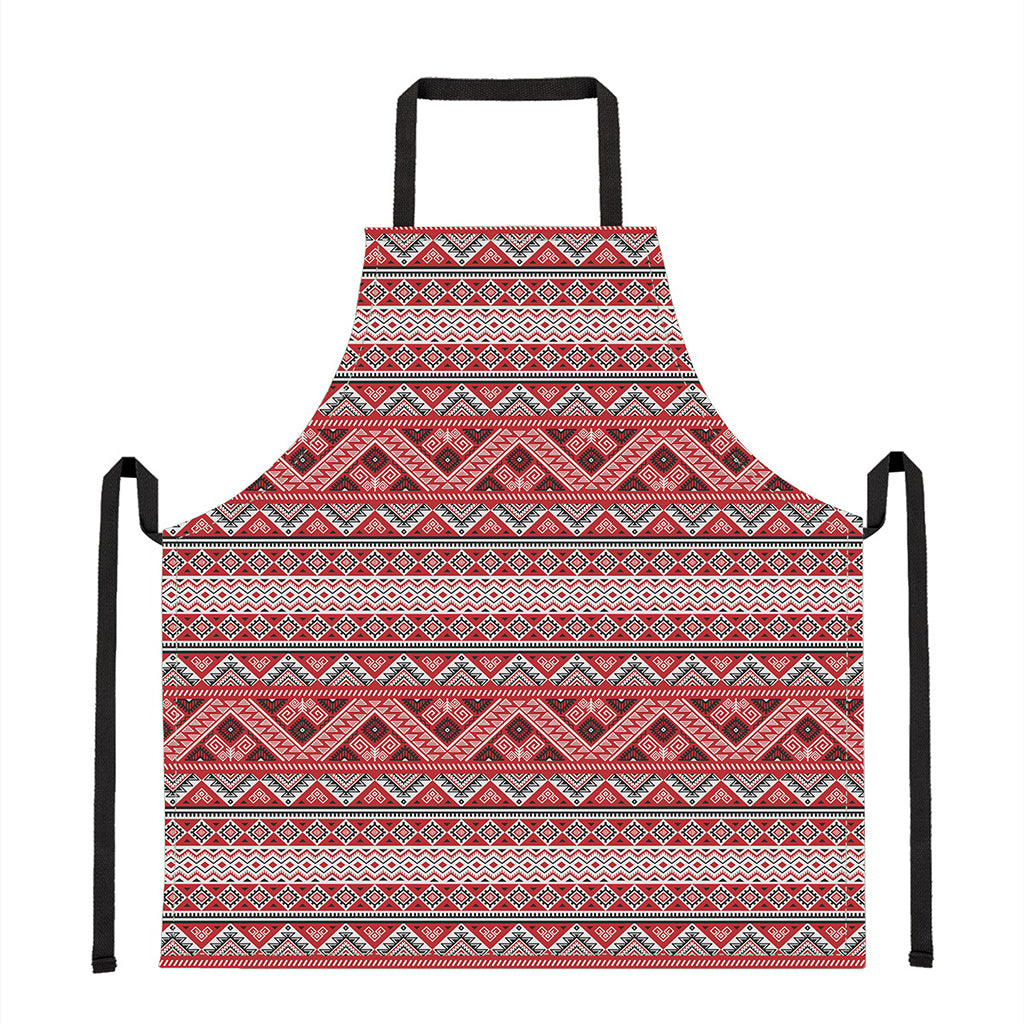 Red And White Native Tribal Print Apron