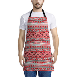 Red And White Native Tribal Print Apron