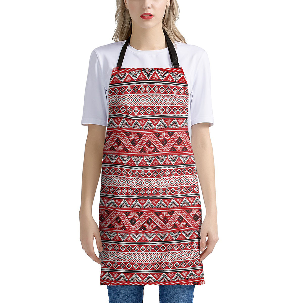 Red And White Native Tribal Print Apron