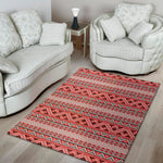 Red And White Native Tribal Print Area Rug