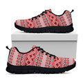 Red And White Native Tribal Print Black Running Shoes