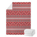 Red And White Native Tribal Print Blanket