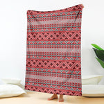 Red And White Native Tribal Print Blanket