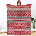 Red And White Native Tribal Print Blanket