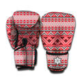 Red And White Native Tribal Print Boxing Gloves
