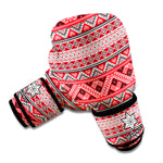 Red And White Native Tribal Print Boxing Gloves