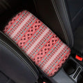 Red And White Native Tribal Print Car Center Console Cover