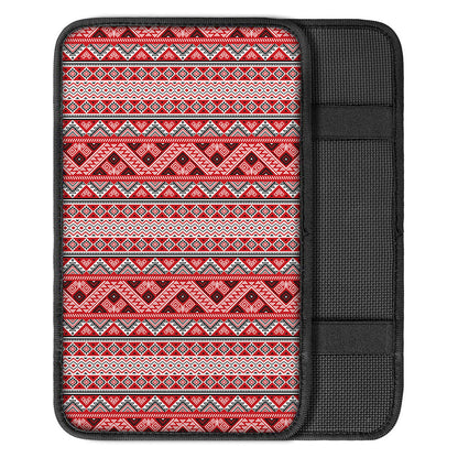 Red And White Native Tribal Print Car Center Console Cover