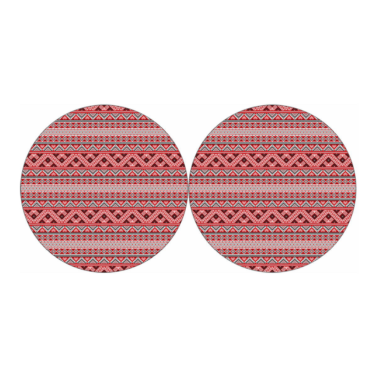 Red And White Native Tribal Print Car Coasters