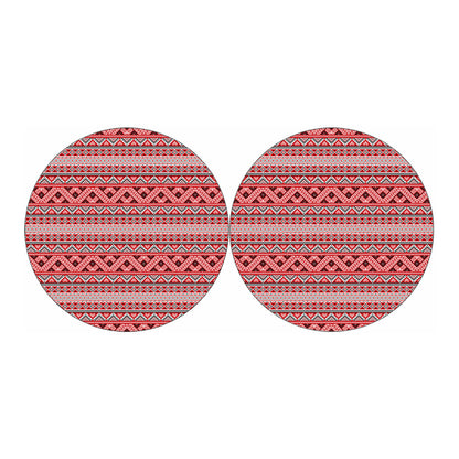 Red And White Native Tribal Print Car Coasters