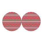 Red And White Native Tribal Print Car Coasters
