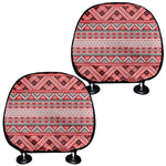 Red And White Native Tribal Print Car Headrest Covers