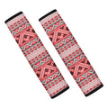Red And White Native Tribal Print Car Seat Belt Covers