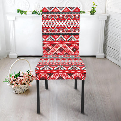 Red And White Native Tribal Print Dining Chair Slipcover