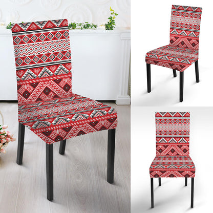Red And White Native Tribal Print Dining Chair Slipcover