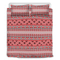 Red And White Native Tribal Print Duvet Cover Bedding Set