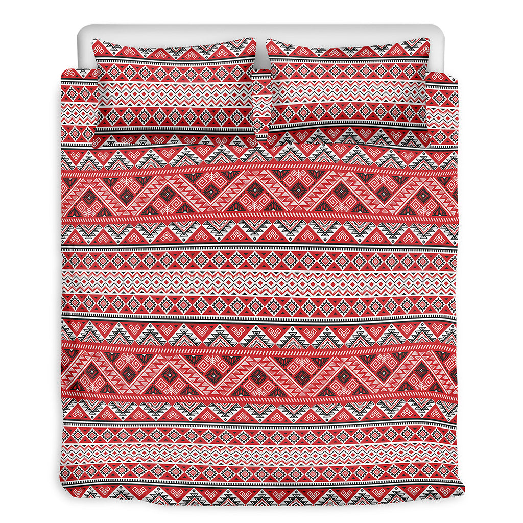 Red And White Native Tribal Print Duvet Cover Bedding Set