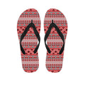 Red And White Native Tribal Print Flip Flops