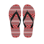 Red And White Native Tribal Print Flip Flops
