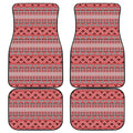 Red And White Native Tribal Print Front and Back Car Floor Mats