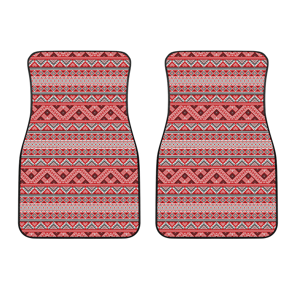 Red And White Native Tribal Print Front Car Floor Mats