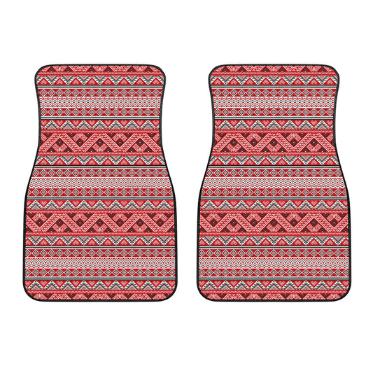 Red And White Native Tribal Print Front Car Floor Mats
