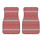 Red And White Native Tribal Print Front Car Floor Mats