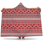 Red And White Native Tribal Print Hooded Blanket
