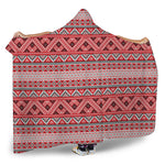 Red And White Native Tribal Print Hooded Blanket