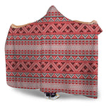 Red And White Native Tribal Print Hooded Blanket