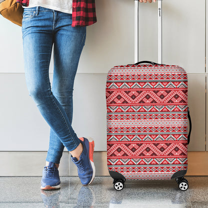 Red And White Native Tribal Print Luggage Cover