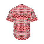Red And White Native Tribal Print Men's Baseball Jersey