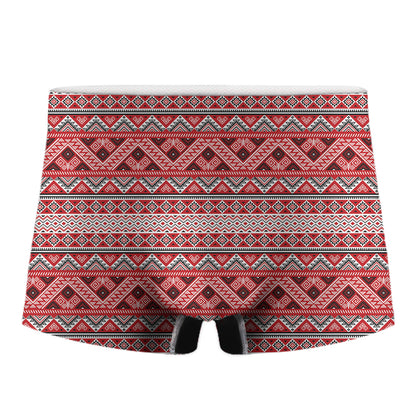 Red And White Native Tribal Print Men's Boxer Briefs
