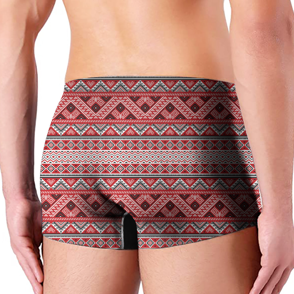 Red And White Native Tribal Print Men's Boxer Briefs