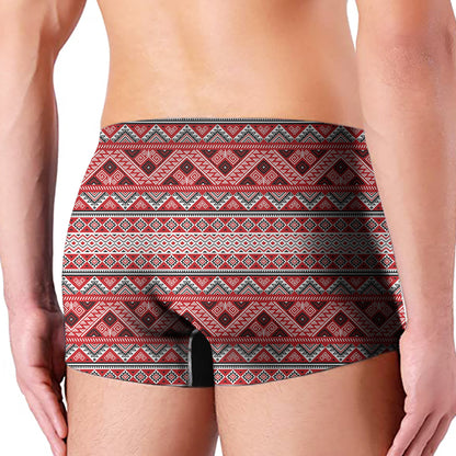 Red And White Native Tribal Print Men's Boxer Briefs