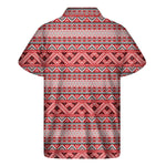 Red And White Native Tribal Print Men's Short Sleeve Shirt