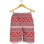 Red And White Native Tribal Print Men's Shorts