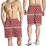 Red And White Native Tribal Print Men's Shorts