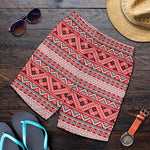 Red And White Native Tribal Print Men's Shorts